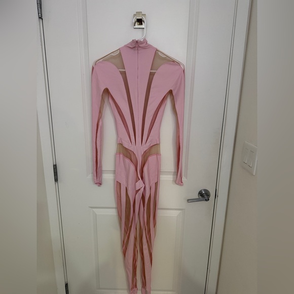 MUGLER - Lvr Exclusive Jersey & Tulle Jumpsuit - Picture 3 of 9